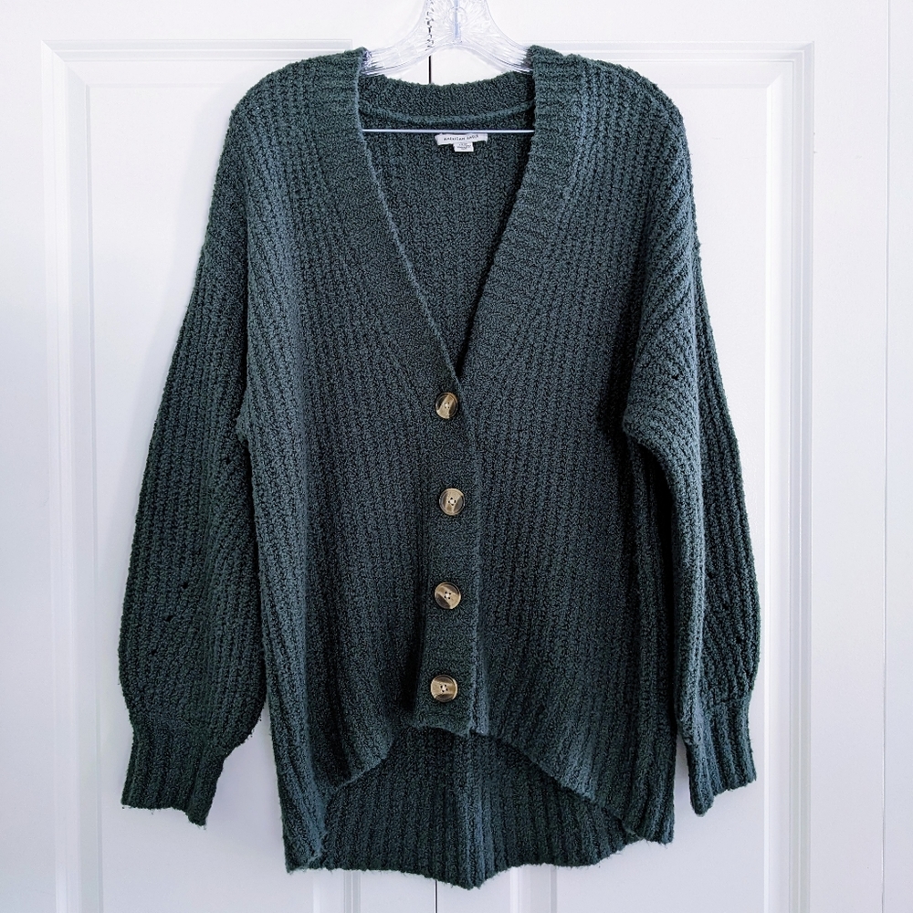 American Eagle Dark Teal Slouchy Button Front Cardigan